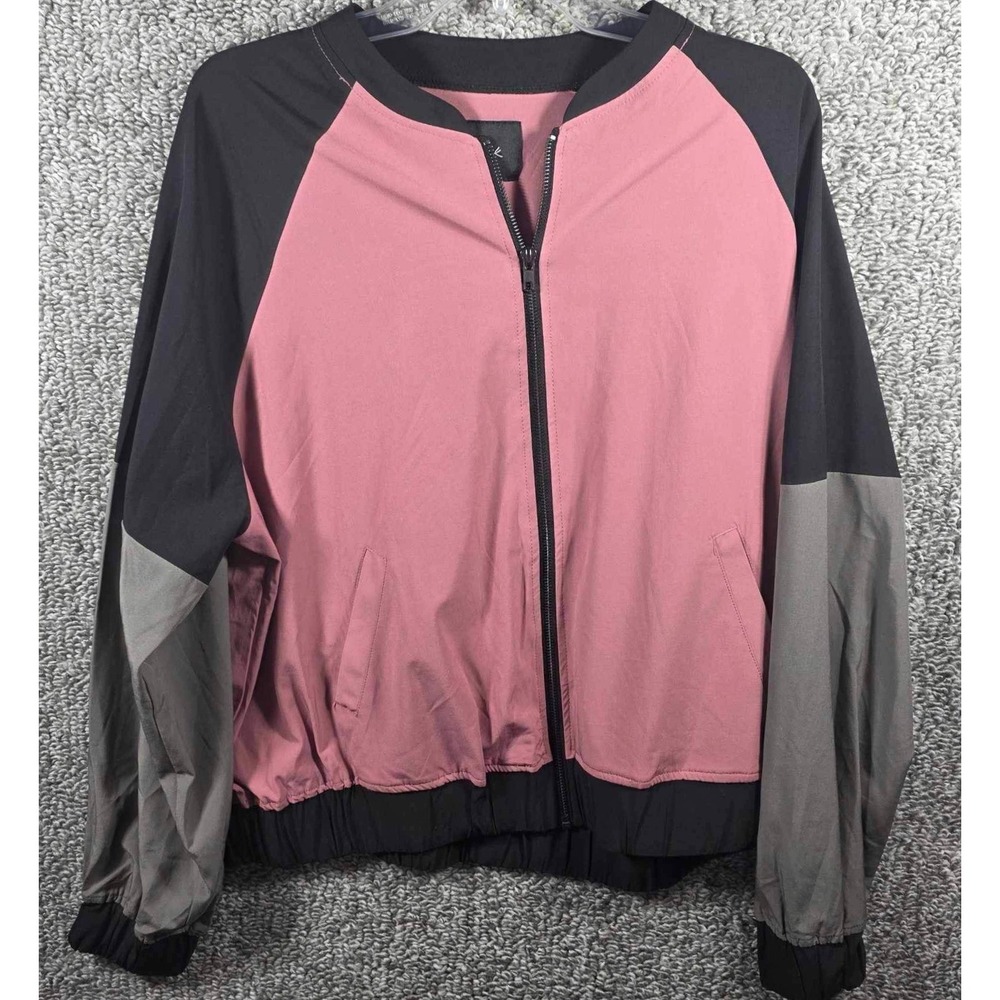 LoveSick Windbreaker Jacket Pink Black Colorblock Full Zip Womens Size‎ 1x
